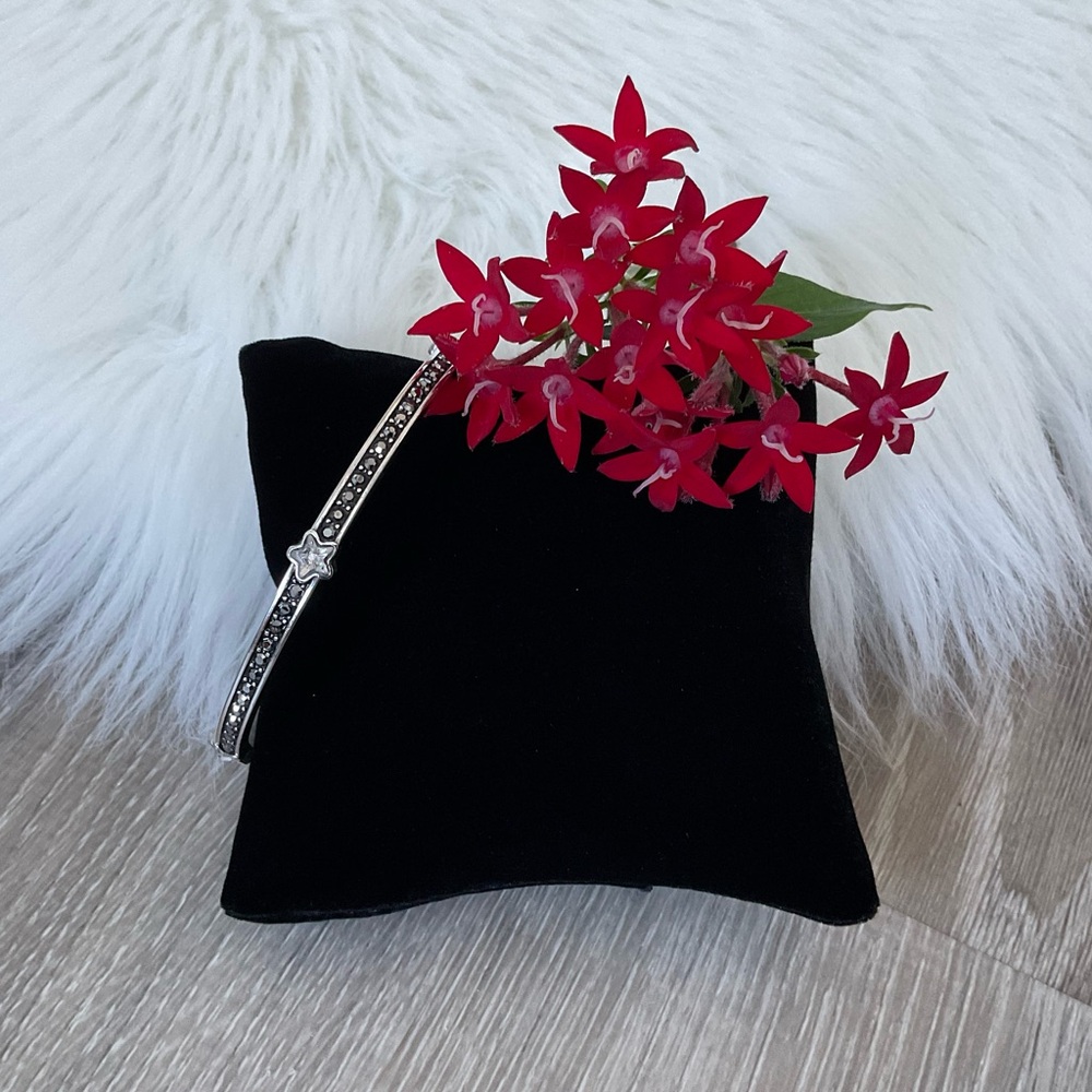 ❤️🖤 BRIGHTON Silver Bangle Bracelet with Smoky Crystal Accents